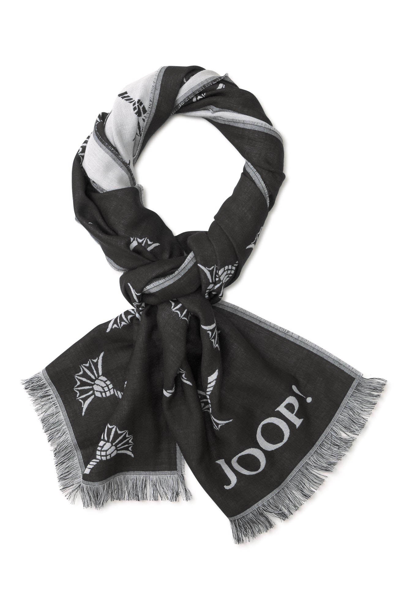 JOOP! Herren Schal - Feris, Webschal, Cornflower, Logo, Bicolor, ca. 180 x 60 cm
