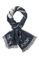 JOOP! men's scarf - Feris, woven scarf, cornflower, logo, bicolour, approx. 180 x 60 cm