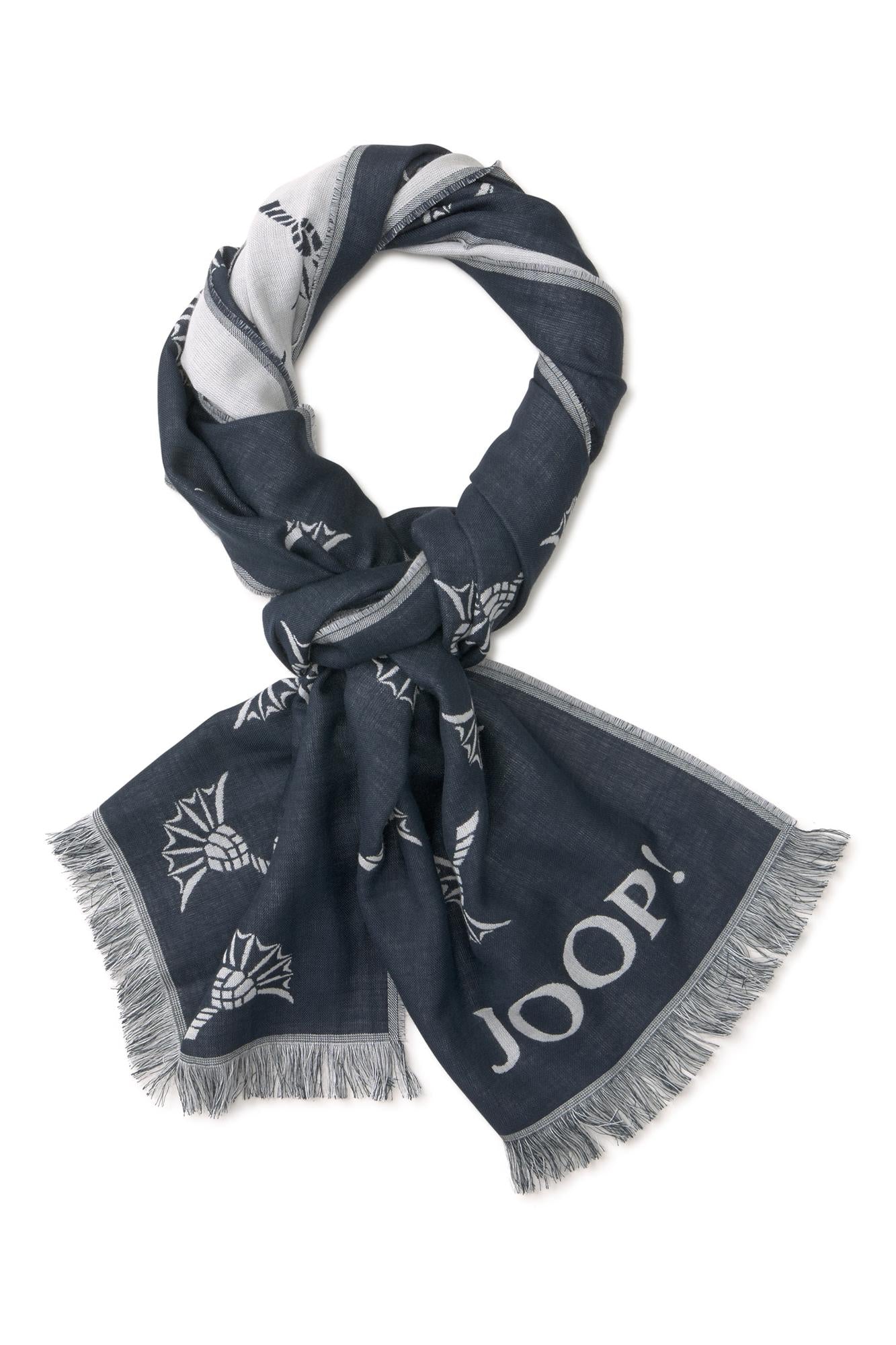 JOOP! Herren Schal - Feris, Webschal, Cornflower, Logo, Bicolor, ca. 180 x 60 cm