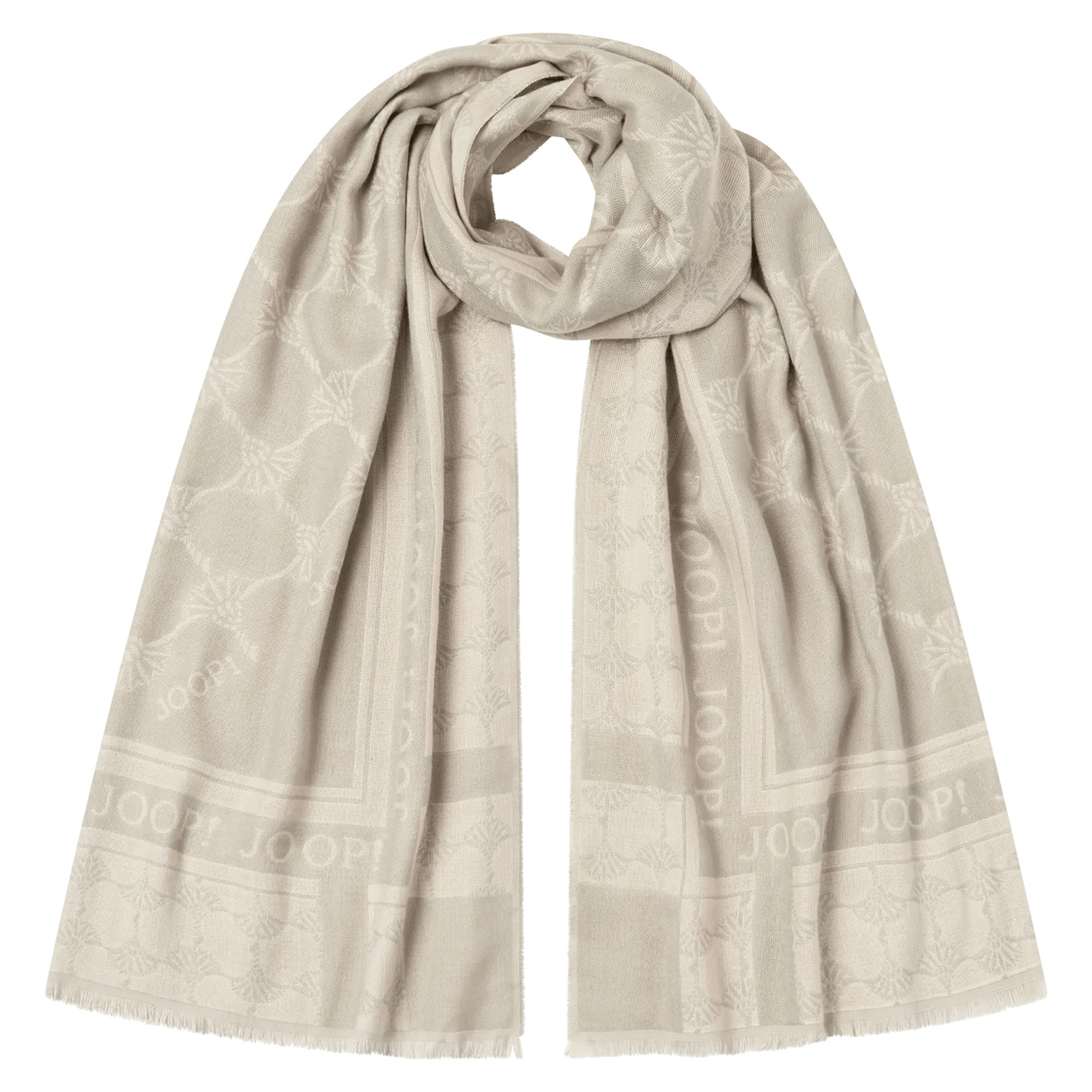 JOOP! Damen Schal - Webschal, Cornflower, Logo, Jacquard, Bicolor