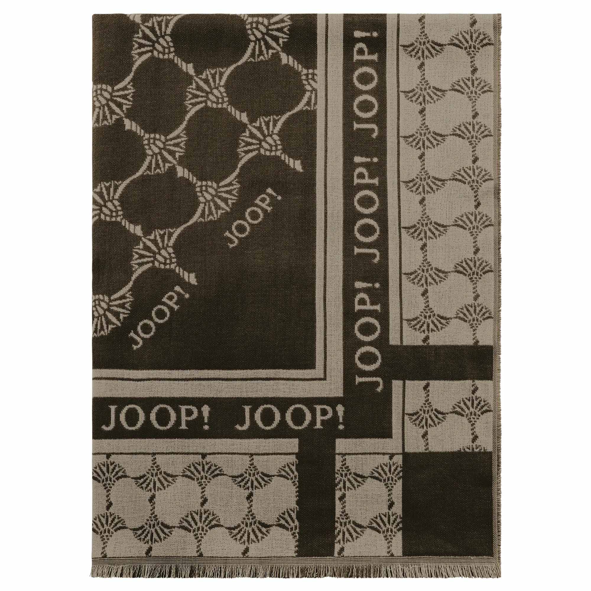 JOOP! Damen Schal - Webschal, Cornflower, Logo, Jacquard, Bicolor