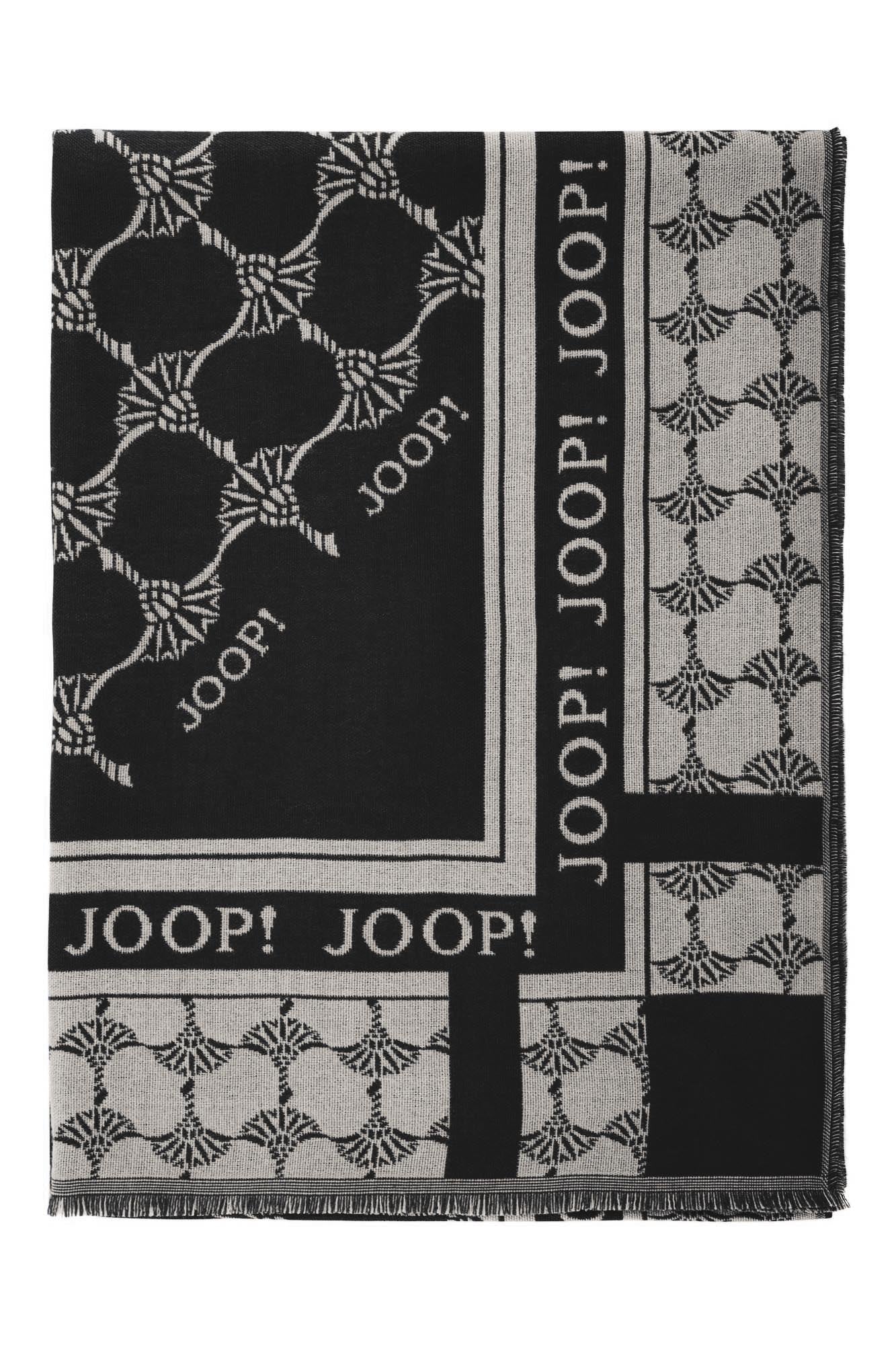 JOOP! Damen Schal - Webschal, Cornflower, Logo, Jacquard, Bicolor
