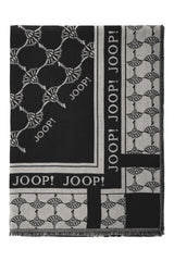 JOOP! Ladies Scarf - Woven Scarf, Cornflower, Logo, Jacquard, Bicolour