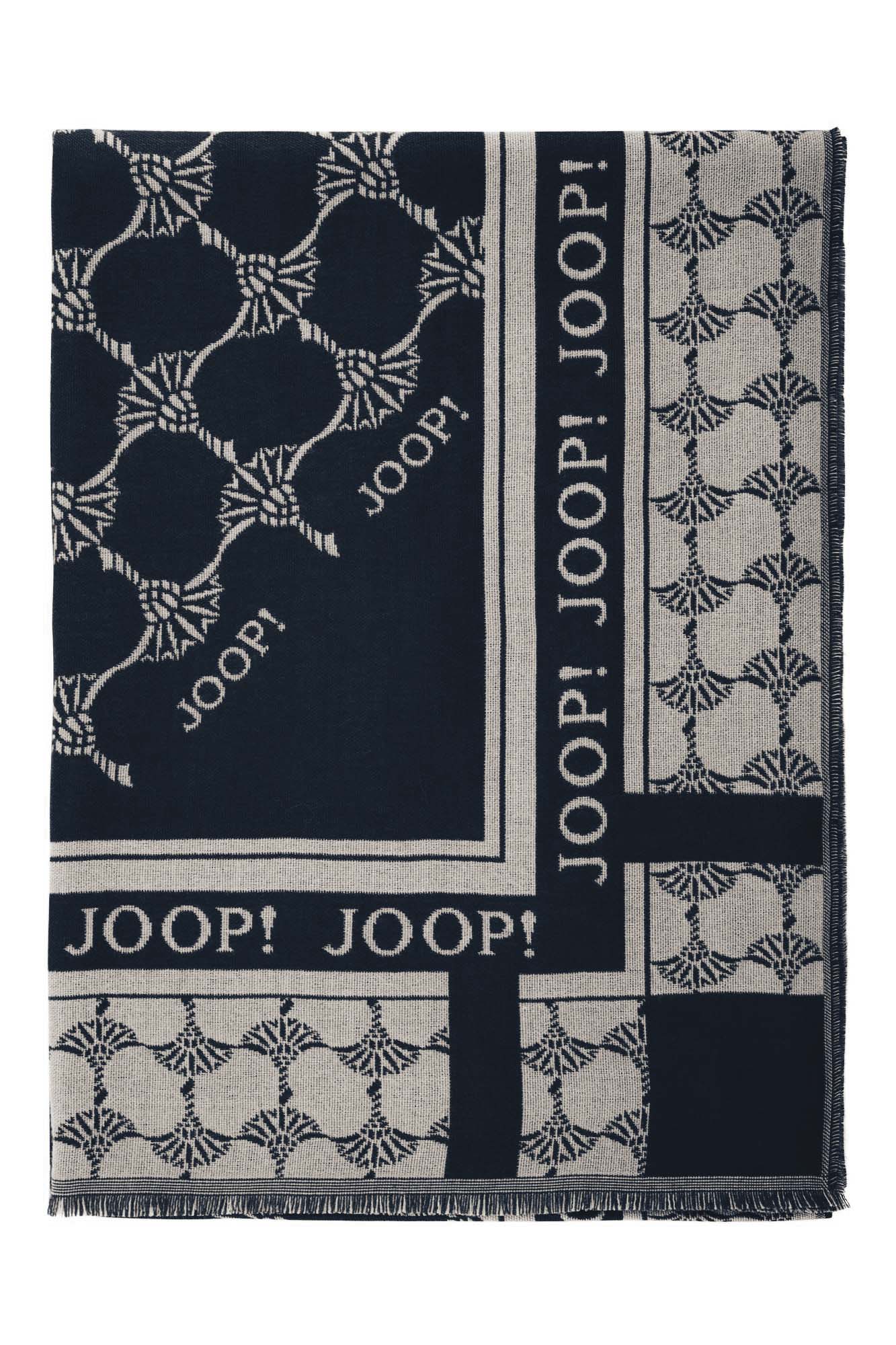 JOOP! Damen Schal - Webschal, Cornflower, Logo, Jacquard, Bicolor
