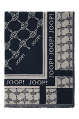 JOOP! Ladies Scarf - Woven Scarf, Cornflower, Logo, Jacquard, Bicolour