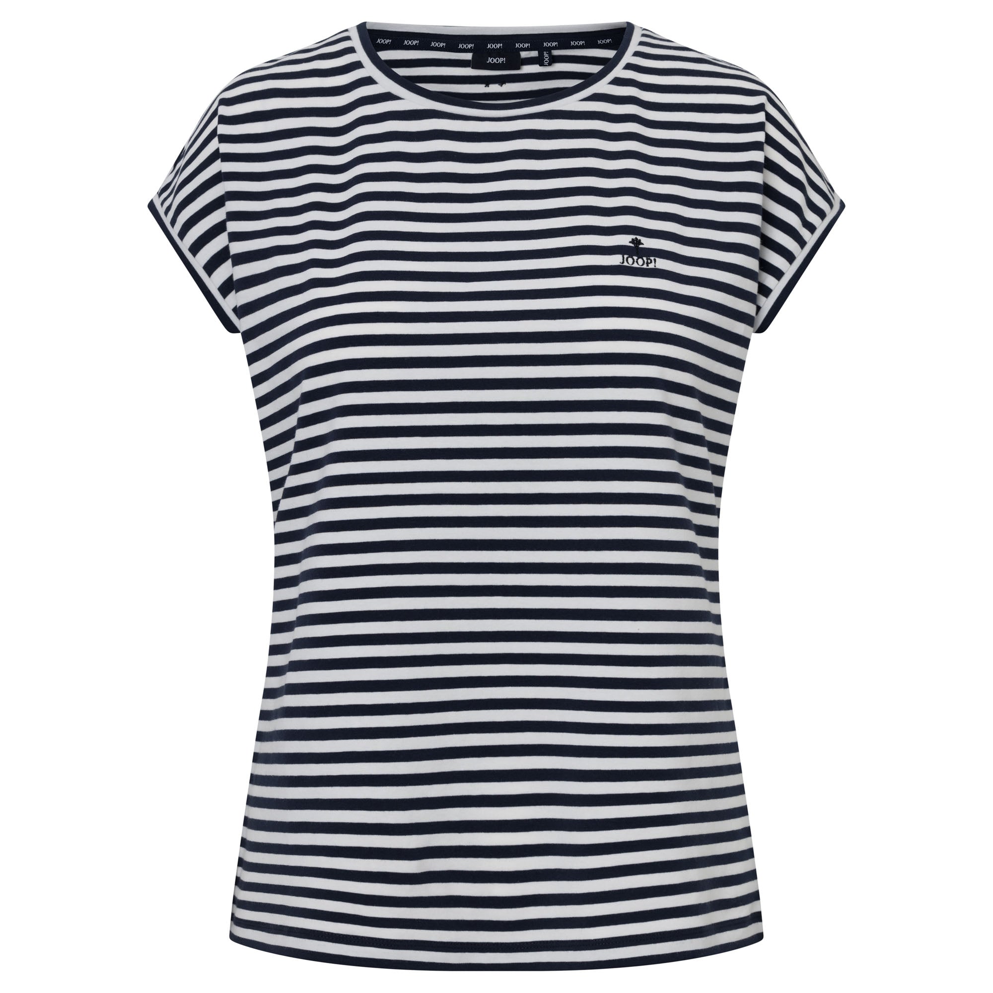 JOOP! Women's T-Shirt - Short Sleeve, Round Neck, Jersey, Striped, Cotton Stretch