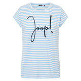 JOOP! Ladies T-shirt - Teri, embroidered logo, short sleeves, round neck, jersey, striped, cotton stretch