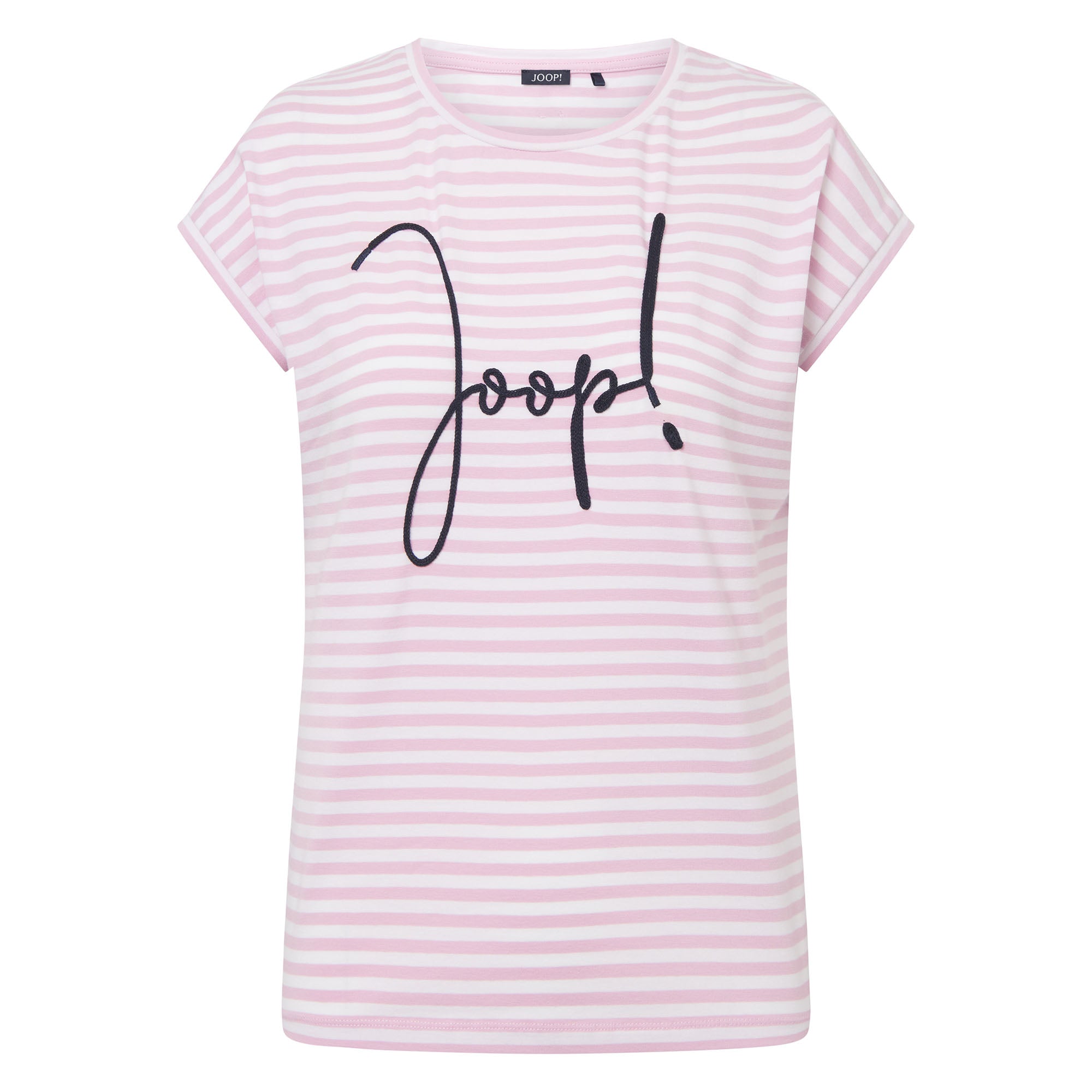 JOOP! Damen T-Shirt - Teri, aufgesticktes Logo, Kurzarm, Rundhals, Jersey, gestreift, Cotton Stretch