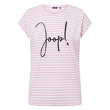 JOOP! Ladies T-shirt - Teri, embroidered logo, short sleeves, round neck, jersey, striped, cotton stretch