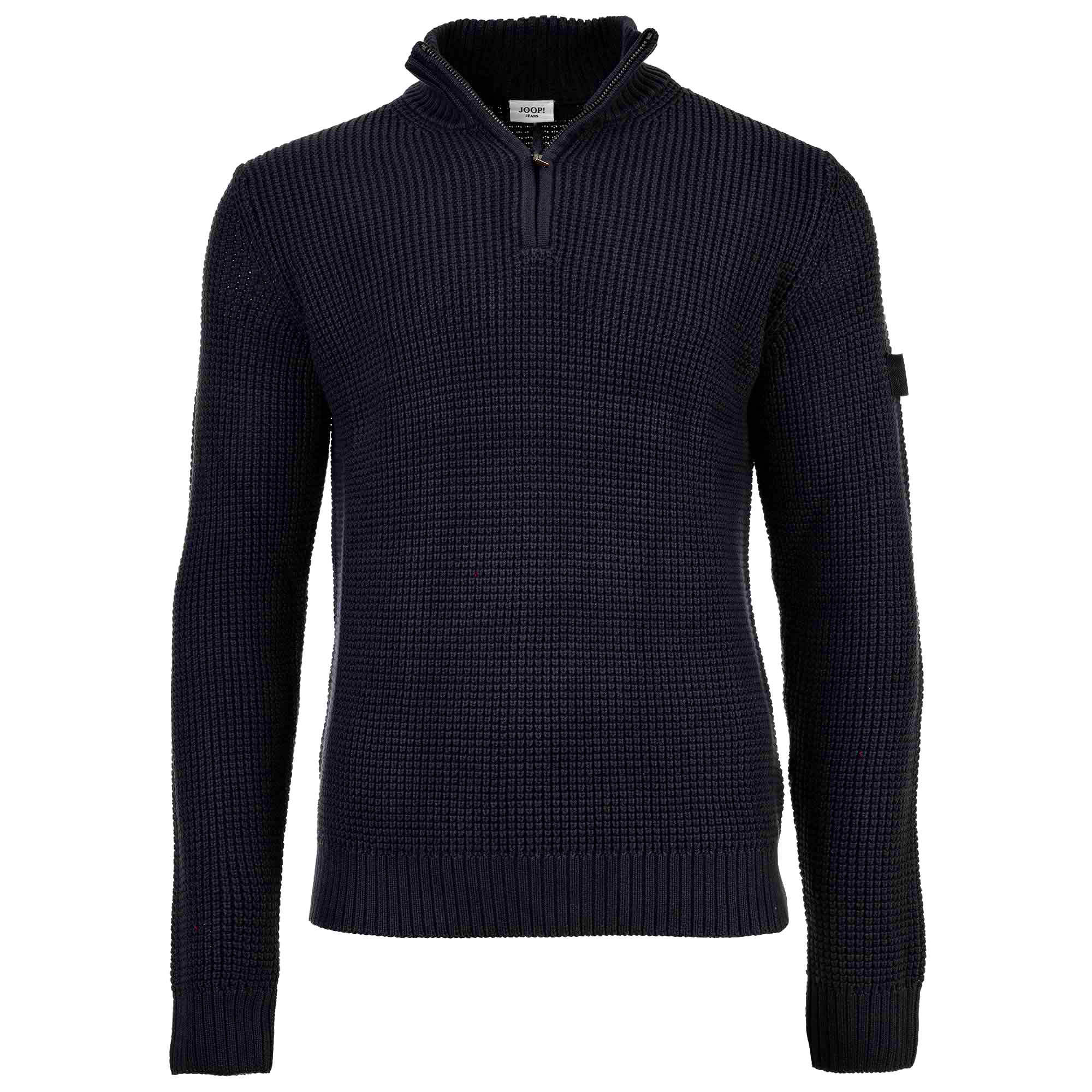 JOOP! JEANS Herren Strickpullover - Henrios, Grobstrick, Baumwolle, Half-Zipkragen, Bündchen, einfarbig