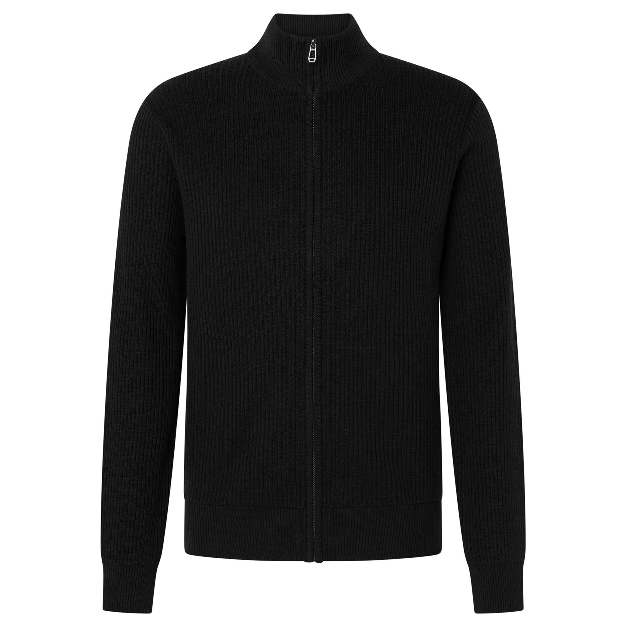 JOOP! Herren Strickjacke mit Stehkragen - Vittrios, Reißverschluss, Strukturstrick, Baumwolle
