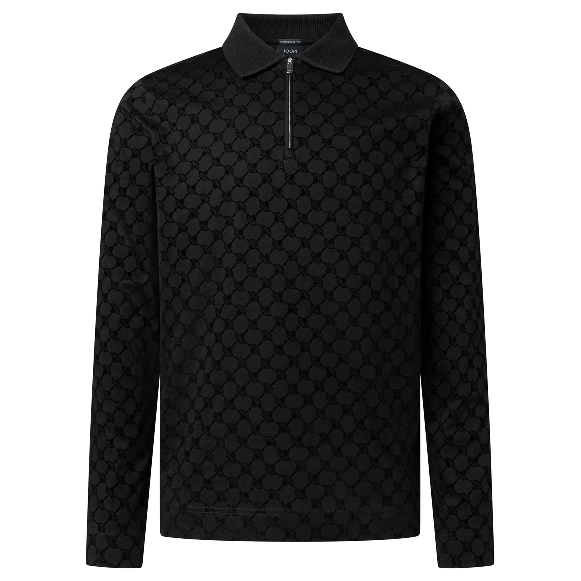 JOOP! Men’s Long-Sleeved Polo Shirt - Varlon, Polo Collar, Cornflower Allover, Cotton