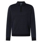 JOOP! Men Knit Sweater - Ravor, All-Over Cornflower Print, Half-Zip, Cotton