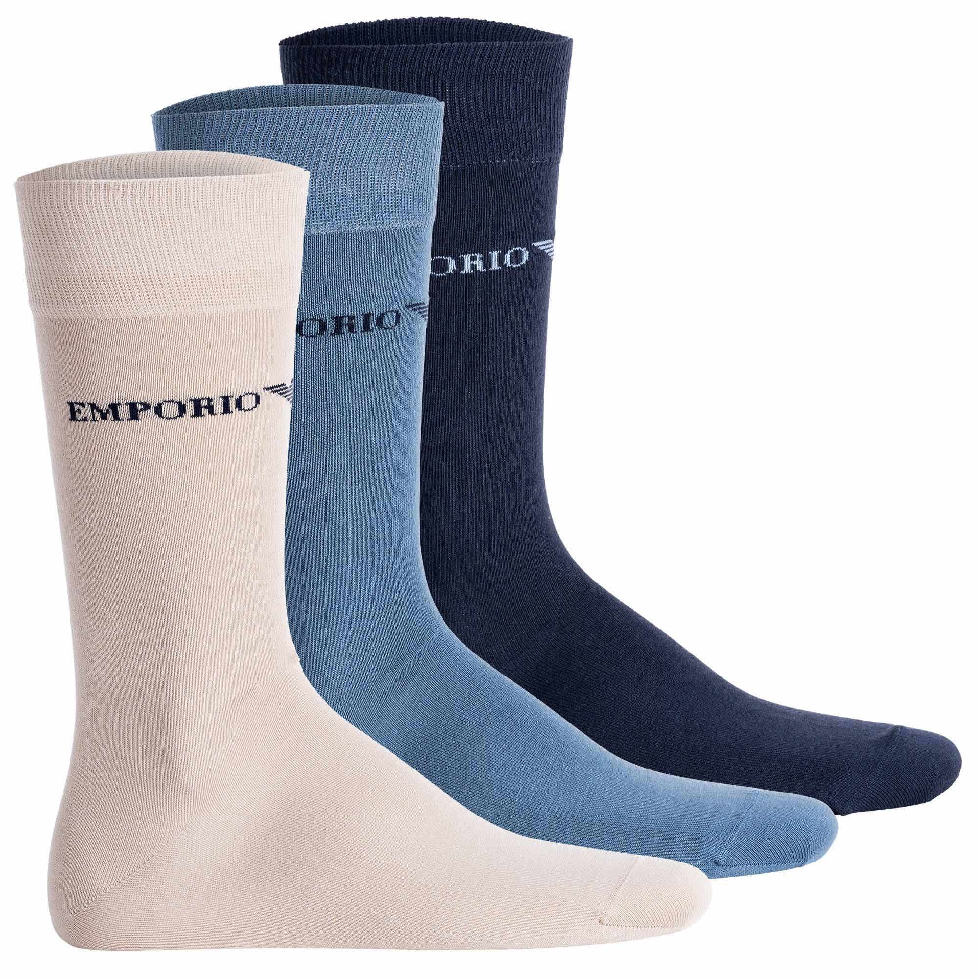 EMPORIO ARMANI men's socks, 3-pack - CASUAL COTTON, short socks, One Size