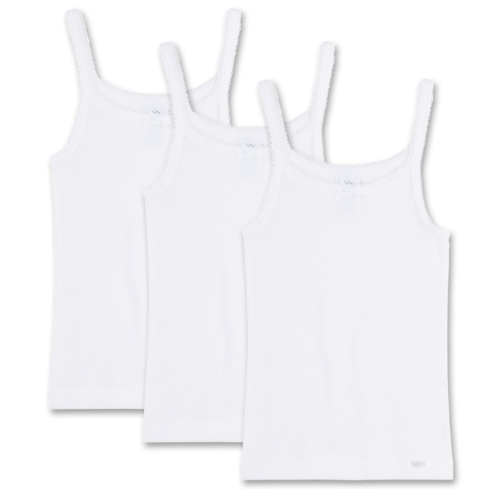 Sanetta 3er Pack Mädchen Unterhemd Shirt ohne Arm Top Basic - Weiß