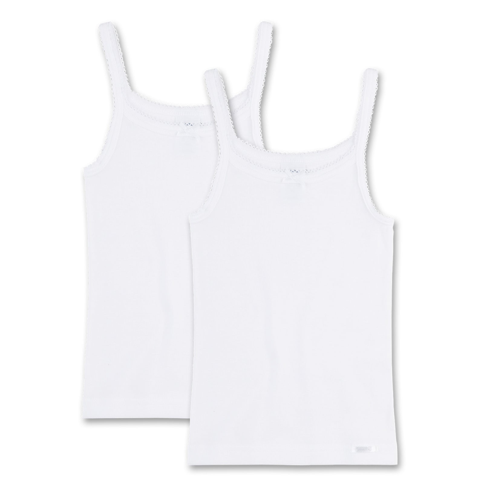 Sanetta Mädchen Unterhemd 2er Pack -  Shirt ohne Arme, Top, Basic, weiß