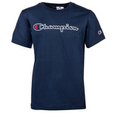 Champion Kinder Unisex T-Shirt - Crewneck, Rundhals, Cotton, großes Logo, einfarbig