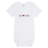 Sanetta Baby Body, short sleeve, romper with imprint "Ich mag Oma" - White
