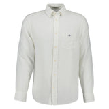 GANT Men's Shirt - Regular Cotton Linen Shirt, linen-cotton blend, plain colour