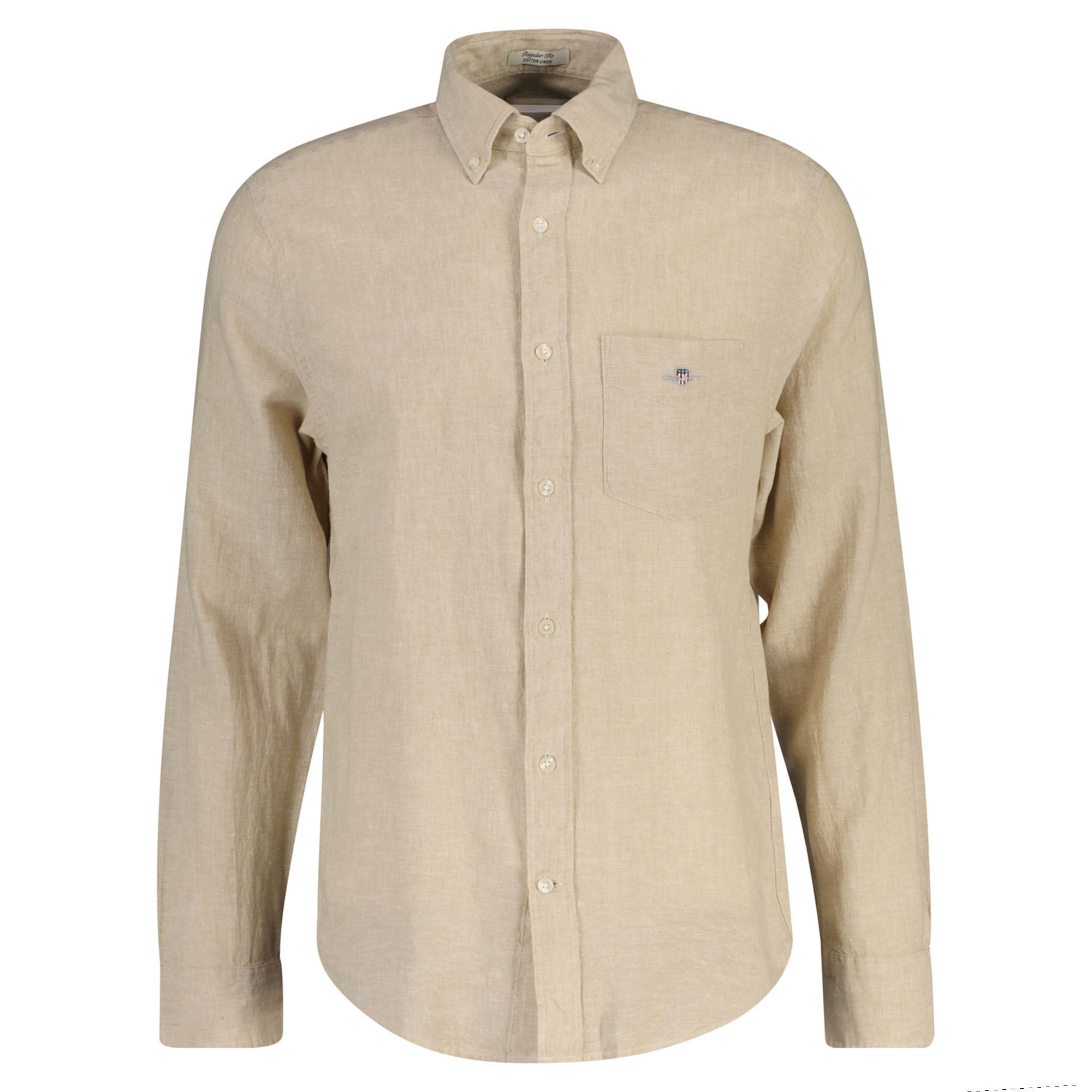 GANT Men's Shirt - Regular Cotton Linen Shirt, linen-cotton blend, plain colour