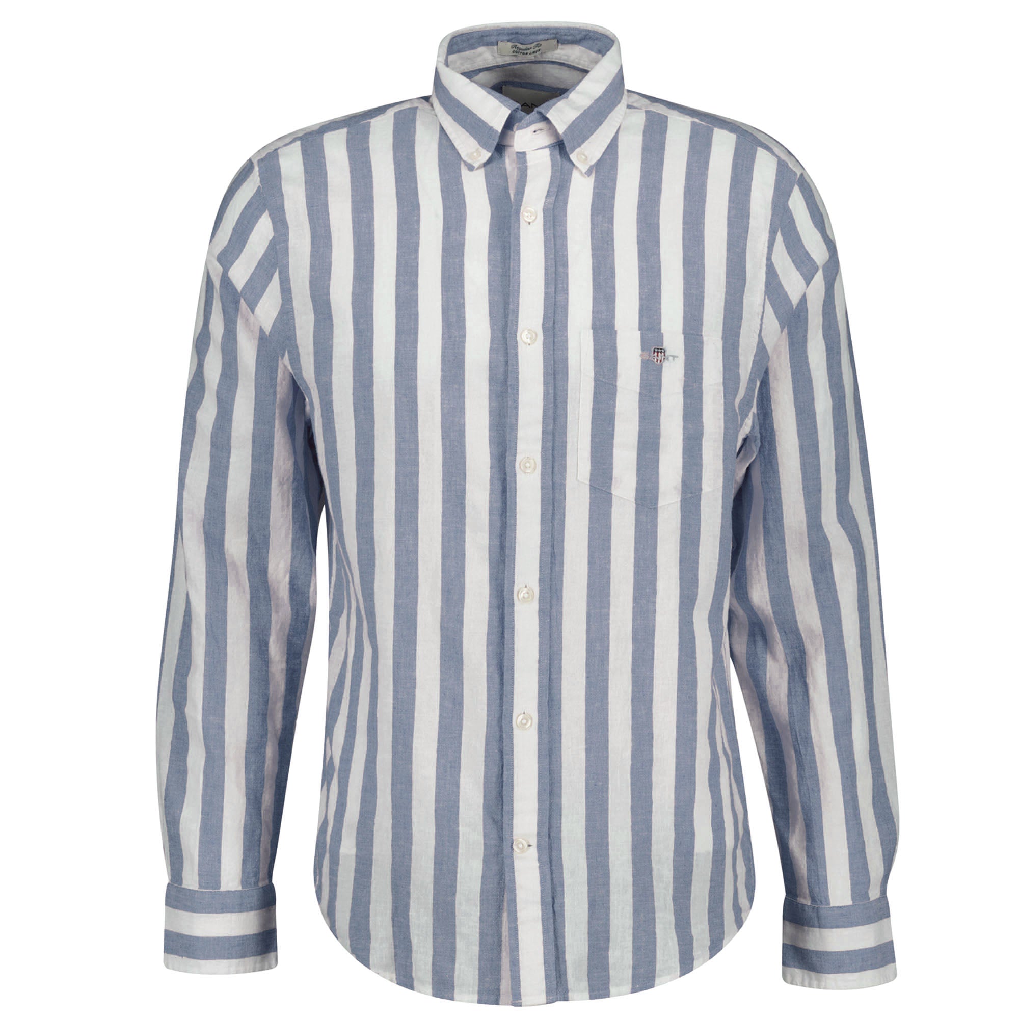 GANT Herren Hemd - Regular Cotton Linen Stripe Shirt, Leinen-Baumwoll-Mix, gestreift