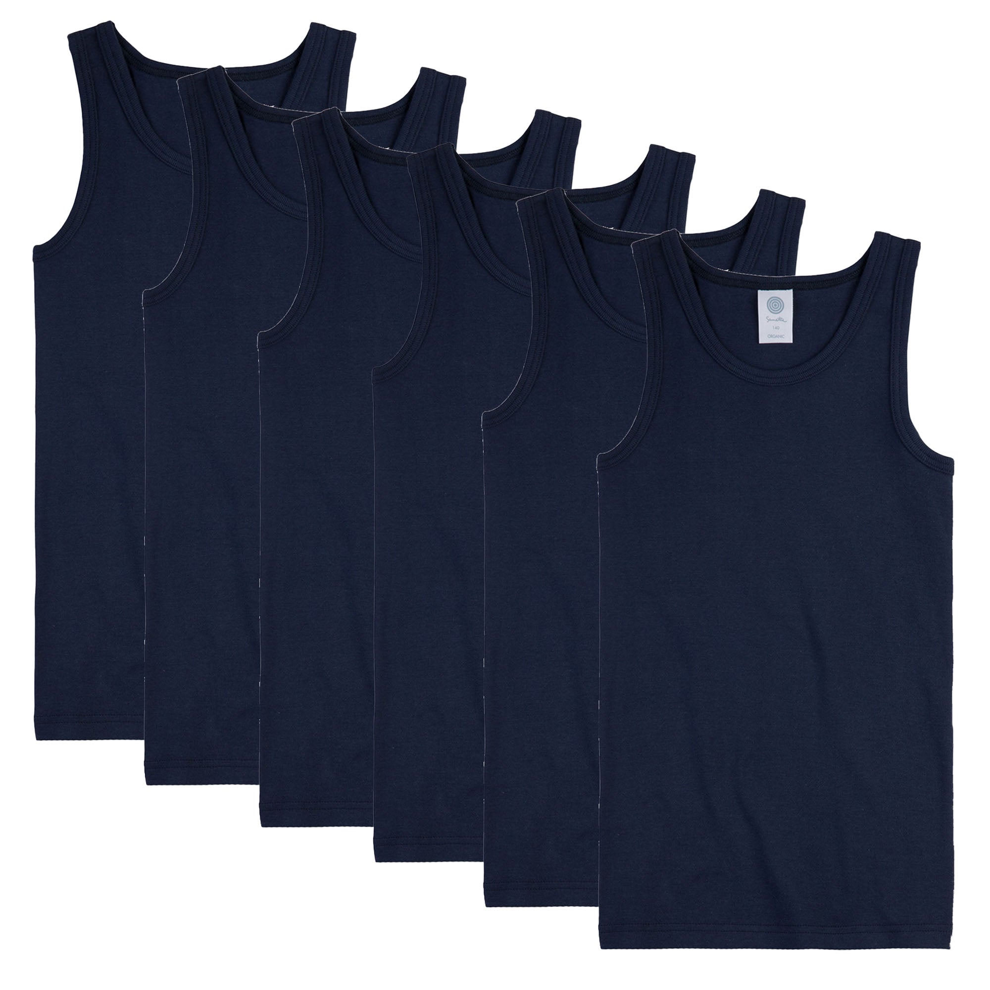 Sanetta Jungen Unterhemd 6er Pack - Shirt ohne Arme, Tank Top, Basic, Organic Cotton