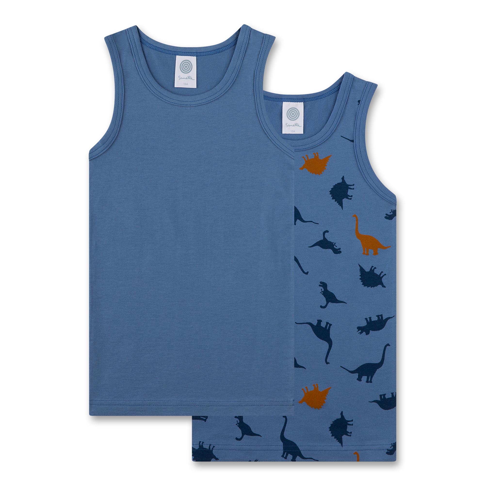 Sanetta Jungen Unterhemden, 2er Pack - Kids, Shirt, ärmellos,Baumwolle, Dino