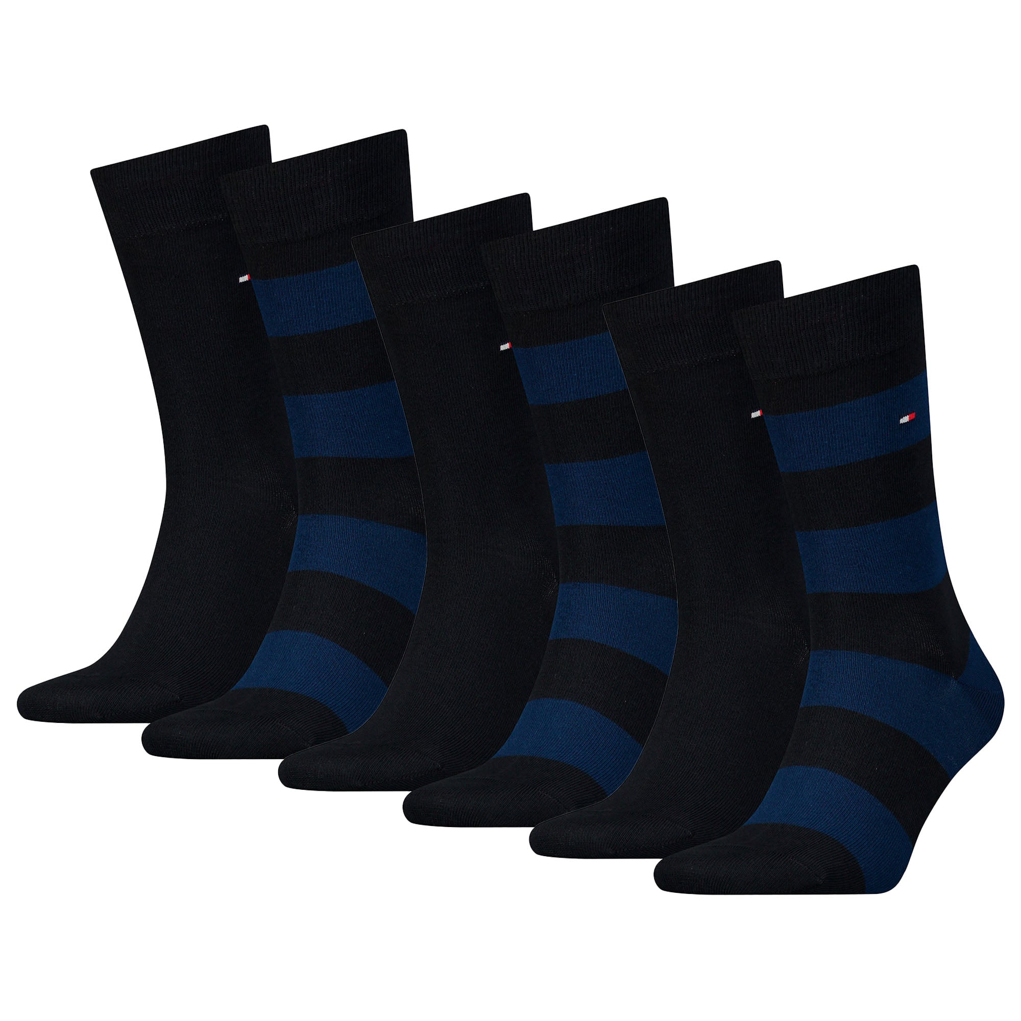 TOMMY HILFIGER Herren Socken, 6er Pack - Rugby Sock, Strümpfe, Streifen, uni/gestreift