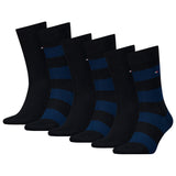 TOMMY HILFIGER Herren Socken, 6er Pack - Rugby Sock, Strümpfe, Streifen, uni/gestreift