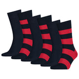 TOMMY HILFIGER Men Socks, Pack of 6 - Rugby Sock, Stockings, Stripes, uni/striped