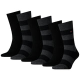 TOMMY HILFIGER Herren Socken, 6er Pack - Rugby Sock, Strümpfe, Streifen, uni/gestreift