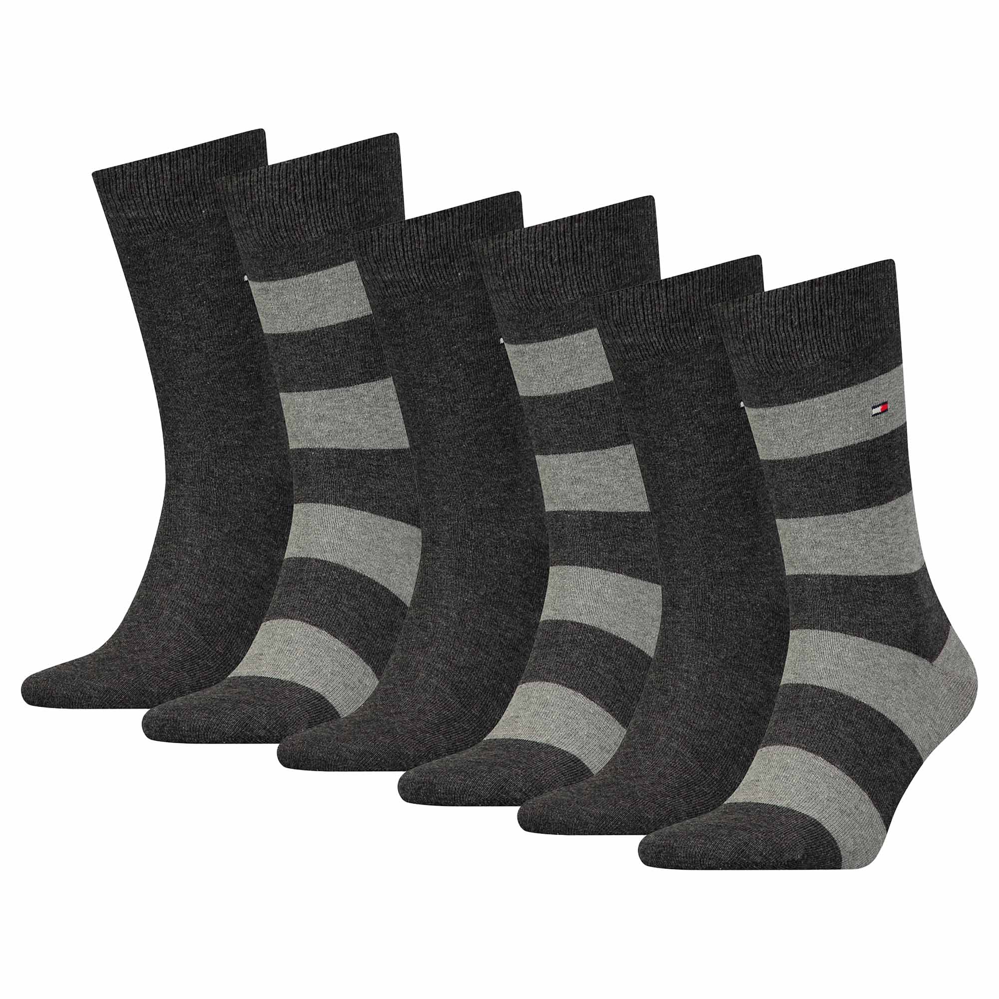 TOMMY HILFIGER Men Socks, Pack of 6 - Rugby Sock, Stockings, Stripes, uni/striped