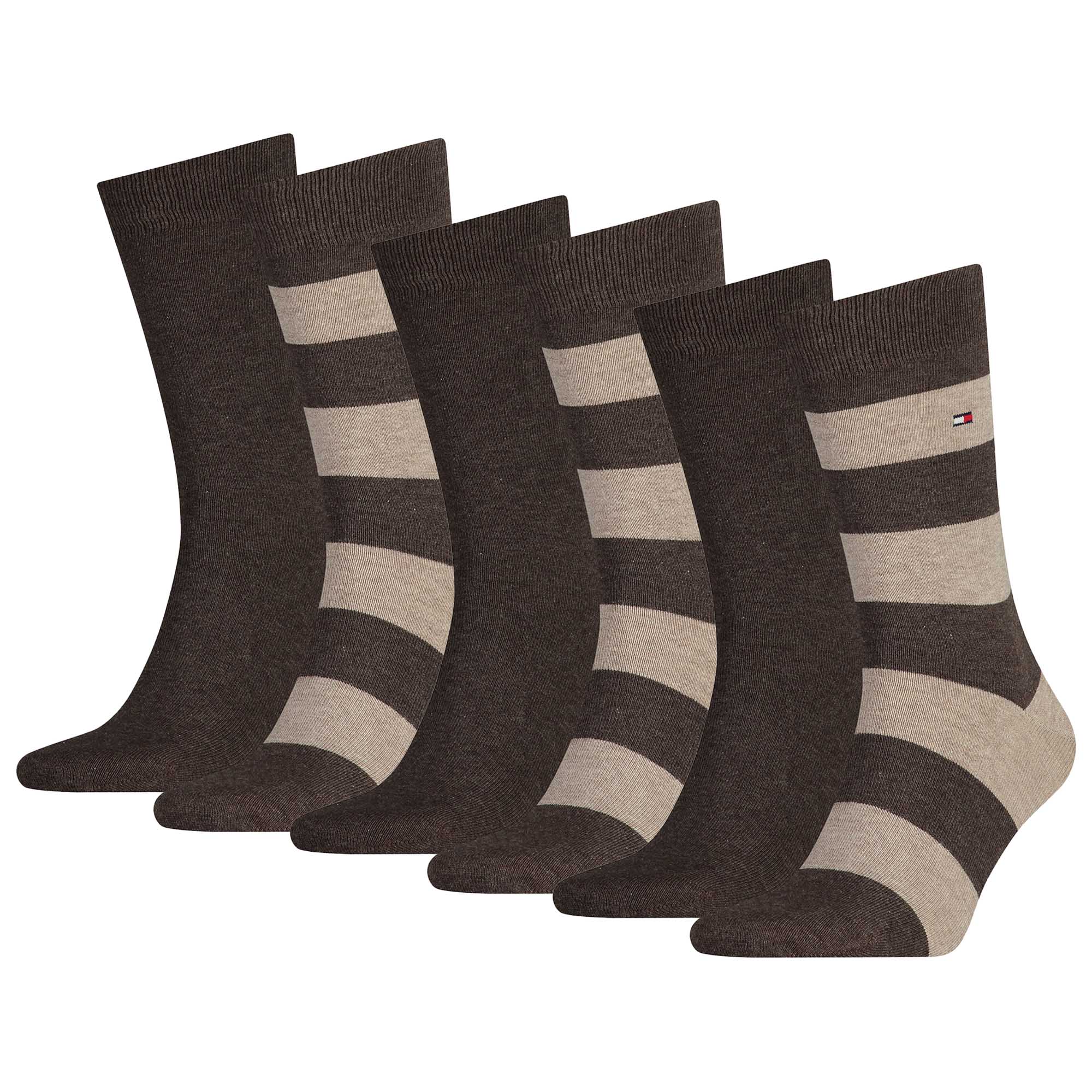 TOMMY HILFIGER Herren Socken, 6er Pack - Rugby Sock, Strümpfe, Streifen, uni/gestreift