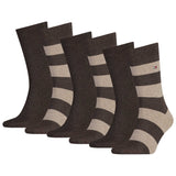 TOMMY HILFIGER Herren Socken, 6er Pack - Rugby Sock, Strümpfe, Streifen, uni/gestreift