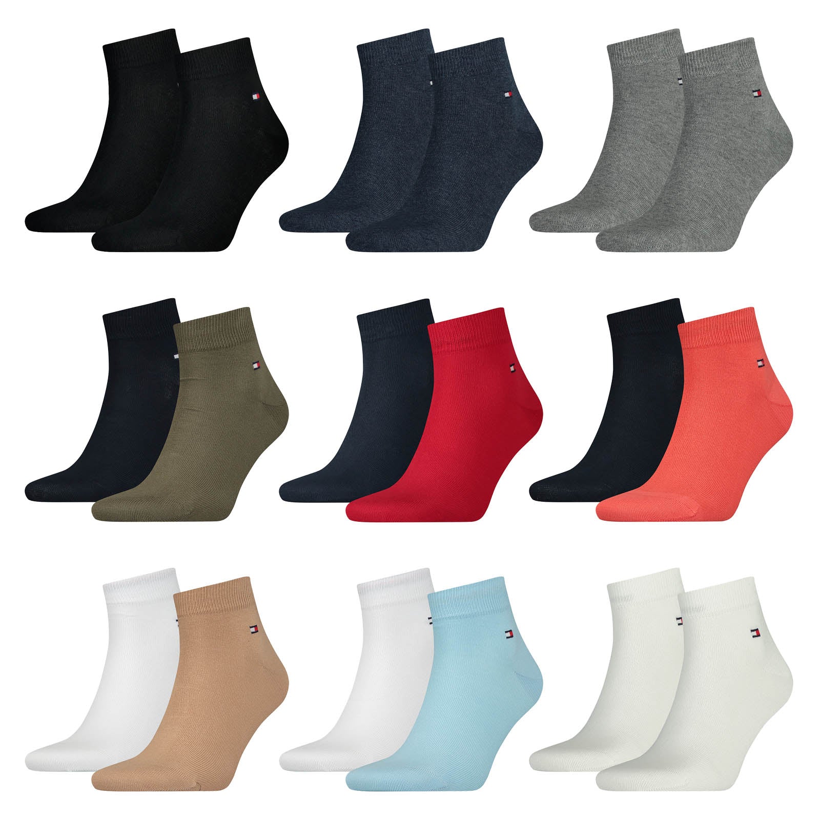 TOMMY HILFIGER Herren Quarter Socken, Vorteilspack - Sneaker, Unifarben, 39-49