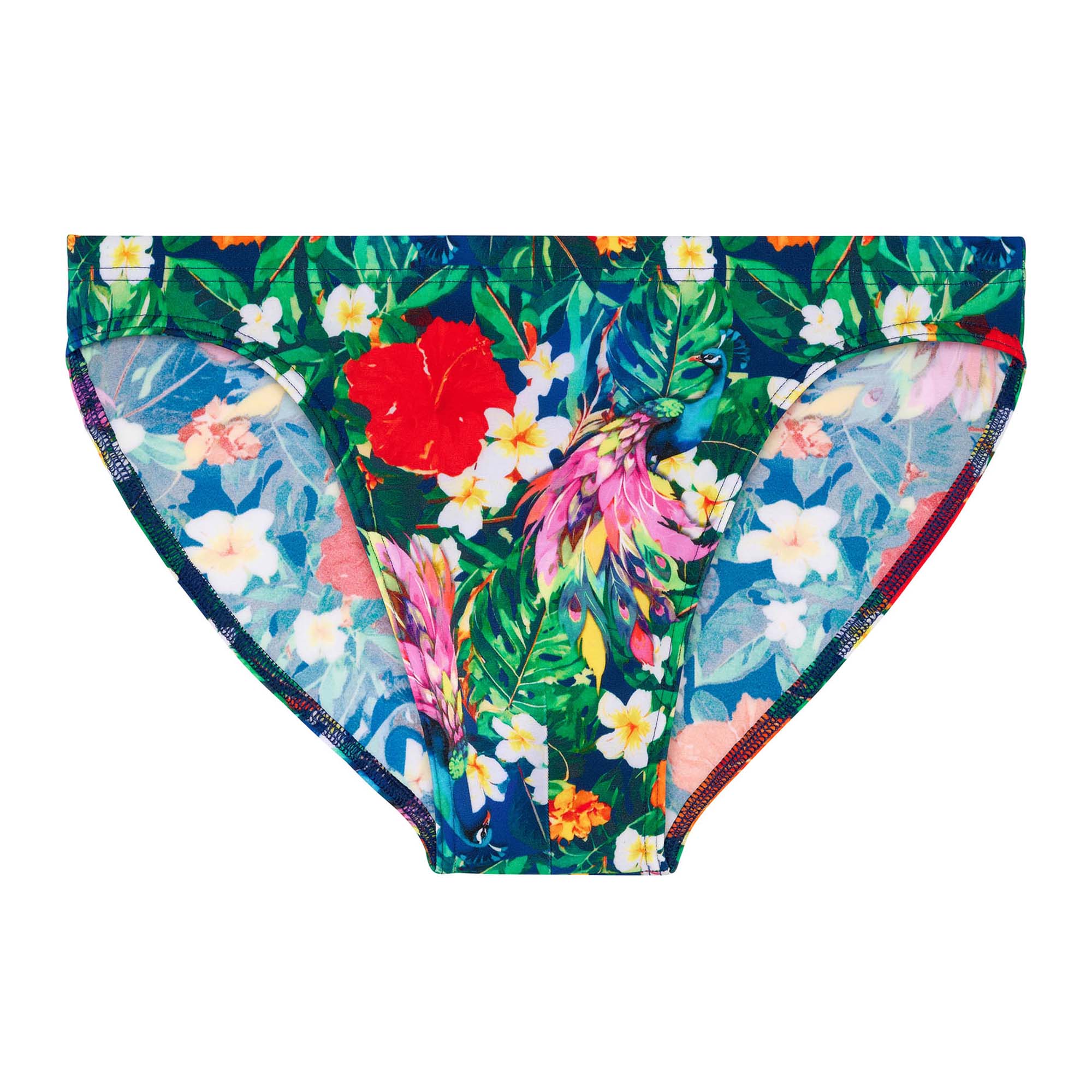 HOM Herren Badeslip - Peacock, Swim Micro Briefs, Stretch, gemustert