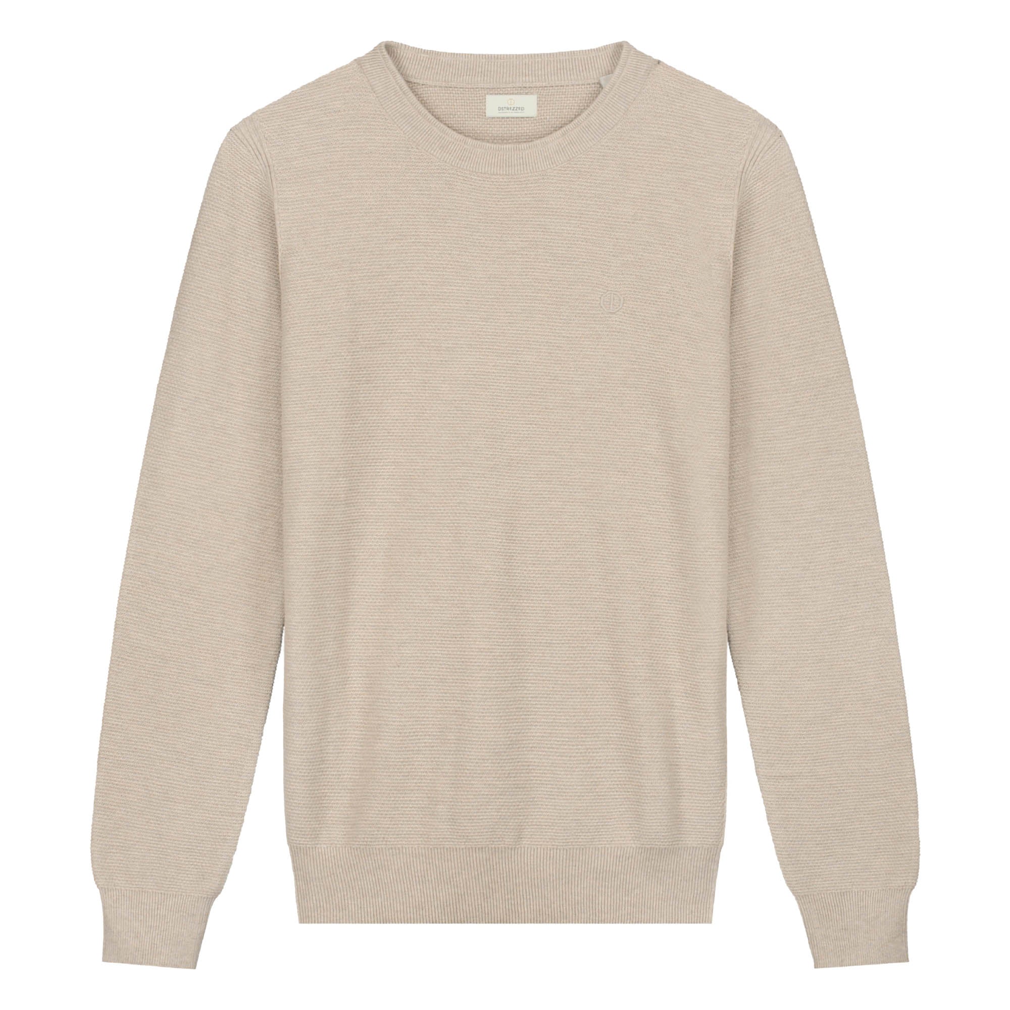 DSTREZZED Men's Knitted Jumper - Mercury Crew, Round Neck, Melange Slub, Cotton Blend