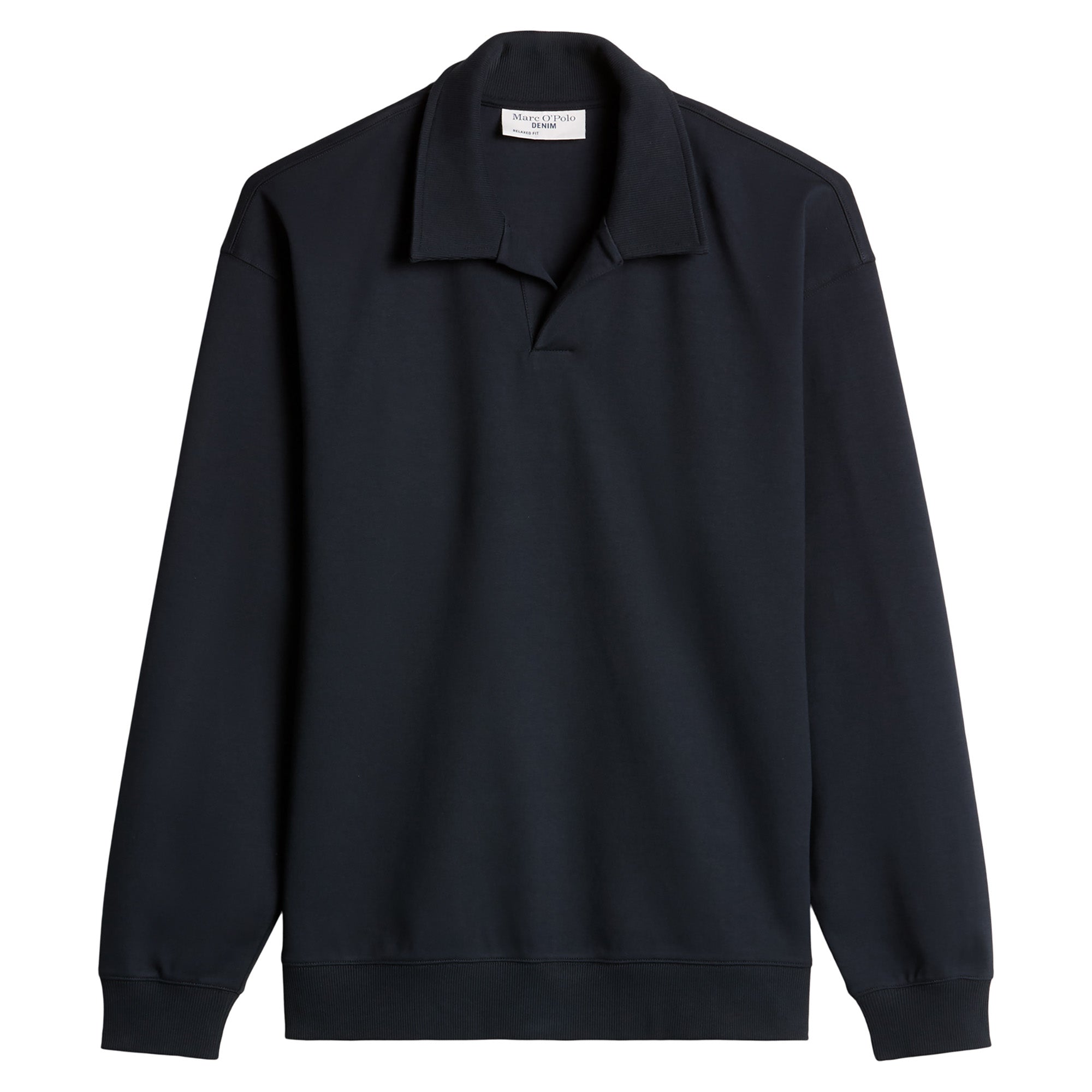 Marc O'Polo Denim Men’s Polo Sweatshirt - Interlock Jersey Polo Shirt, Longsleeve, Organic Cotton, Relaxed Fit