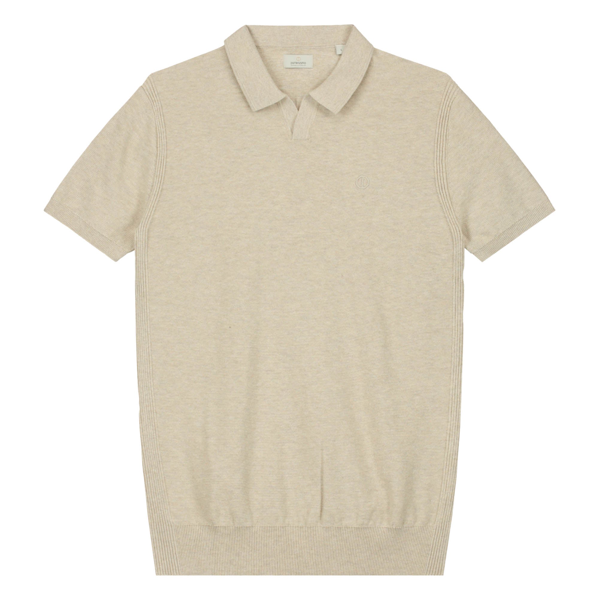 DSTREZZED Men's Knitted Polo Shirt - Mercury Short Sleeve Polo, Melange Slub, Cotton Blend