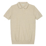DSTREZZED Men's Knitted Polo Shirt - Mercury Short Sleeve Polo, Melange Slub, Cotton Blend