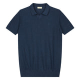 DSTREZZED Men's Knitted Polo Shirt - Mercury Short Sleeve Polo, Melange Slub, Cotton Blend
