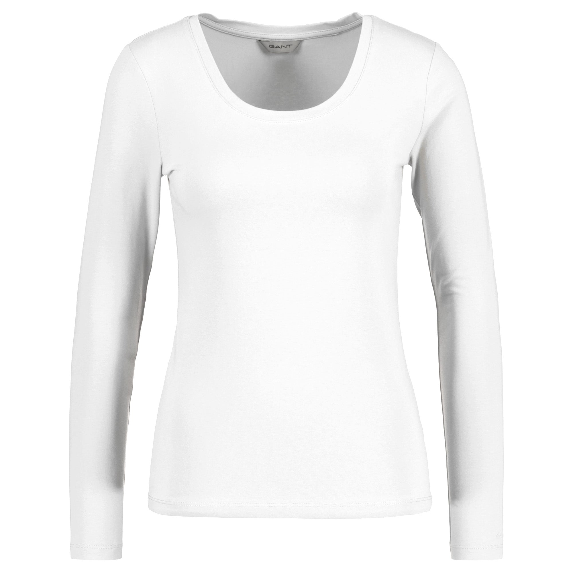 GANT Damen Langarm-Shirt - Scoop Neck Top, Longsleeve, U-Ausschnitt, Cotton Stretch
