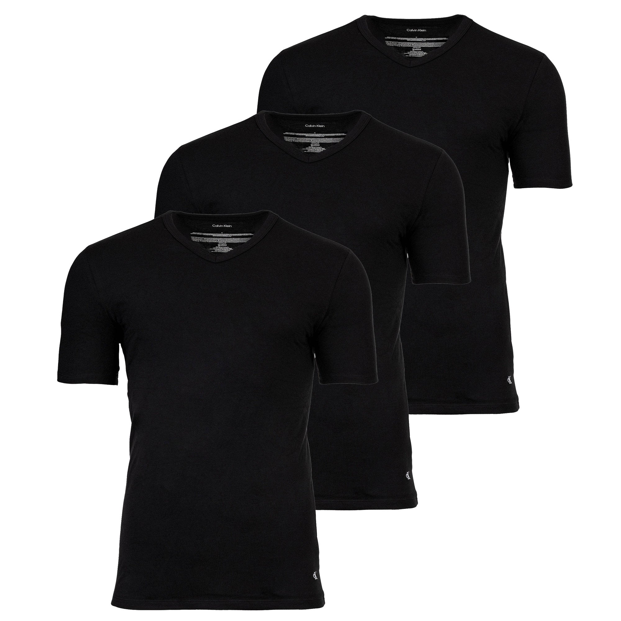 Calvin Klein Herren T-Shirt, 3er Pack - Icon Stretch, V-Ausschnitt, Mikrofaser