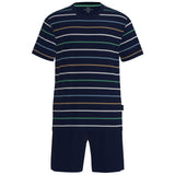 GÖTZBURG Men Pyjamas, Short - Shorty, Round Neck, Striped, Cotton, Pyjama