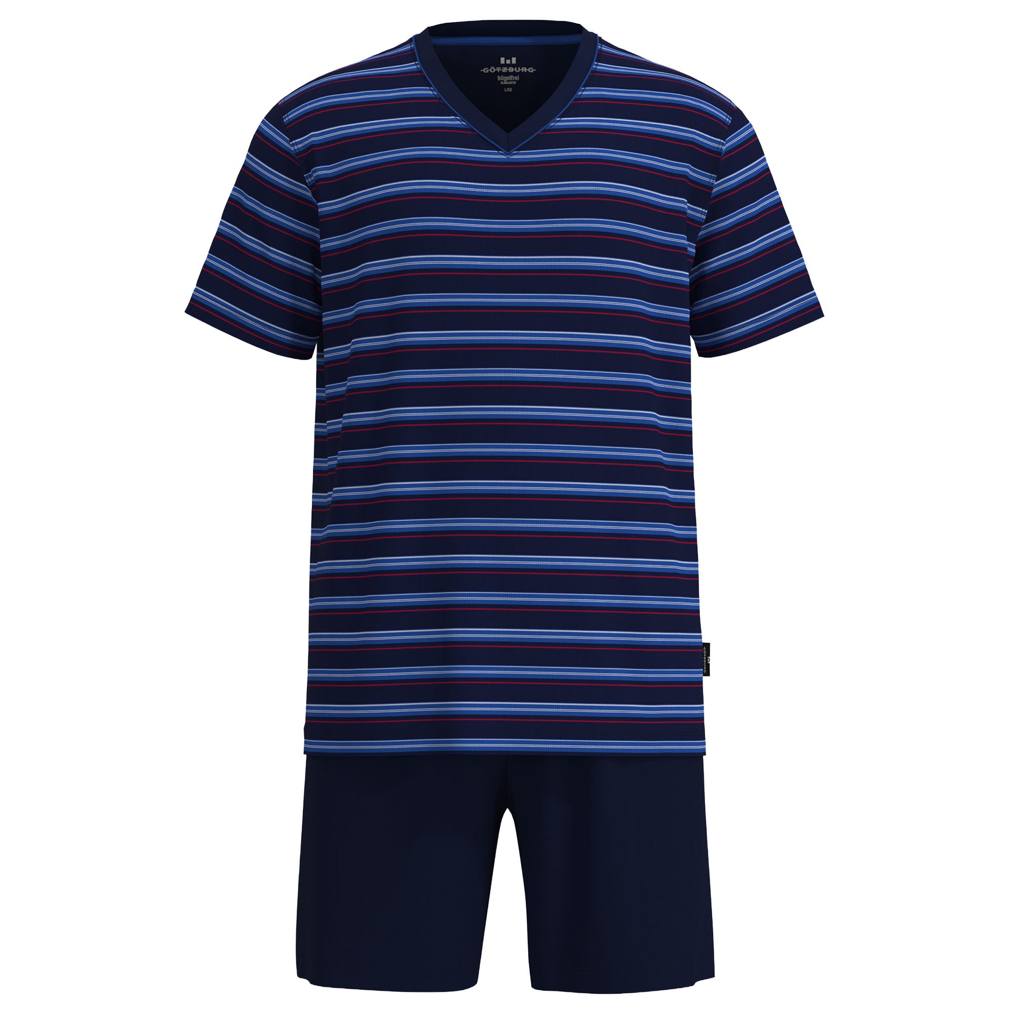 GÖTZBURG Men Pyjamas, Short - Shorty, V-neck, Striped, Cotton, Pyjamas