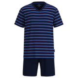 GÖTZBURG Men Pyjamas, Short - Shorty, V-neck, Striped, Cotton, Pyjamas