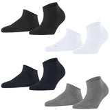 FALKE Damen Sneaker-Socken Multipack - Sensitive London, Baumwolle, Bündchen, Logo, einfarbig, kurz