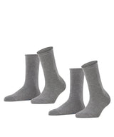 FALKE Damen Socken, 2er Pack - Happy, Kurzsocken, Rollbündchen