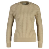 GANT Damen Pullover - STRETCH COTTON CABLE C-NECK, Rundhals, Zopfstrick, Logo