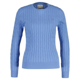 GANT Damen Pullover - STRETCH COTTON CABLE C-NECK, Rundhals, Zopfstrick, Logo